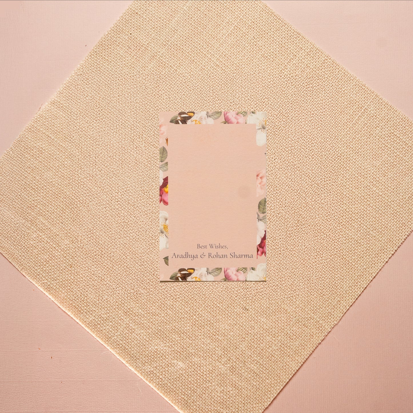 Aurelia gift tag; a single side printed gift tag with a floral print on a pink background