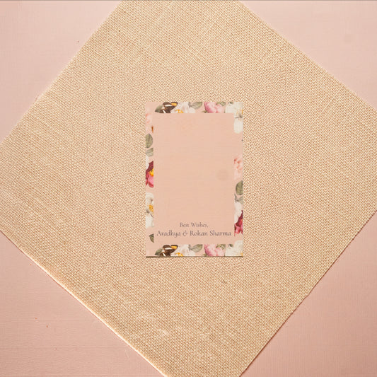 Aurelia gift tag; a single side printed gift tag with a floral print on a pink background